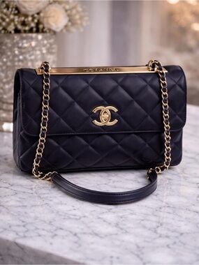 CHANEL Quilted Leather Shoulder Bag with Gold Hardware